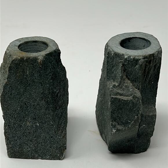 Set of 2 Heavy Stone Candlestick Holders Size 2 X 3.5 inches - Picture 3 of 8